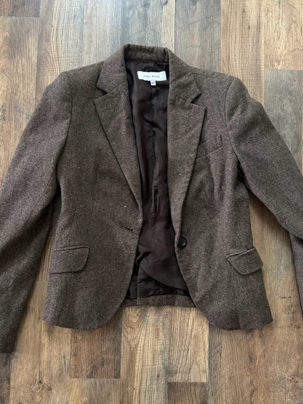 Zara Brown Tweed-Look Jacket
